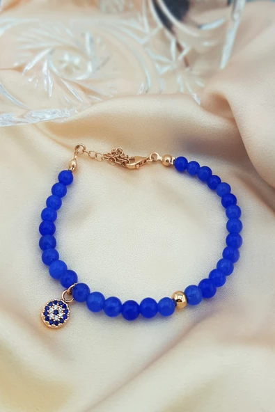 VAOOV 925 Ayar Gümüş Mavi Kuvars Taşlı Nazar Bileklik - Resim 2