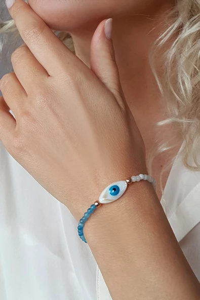 VAOOV 925 Ayar Gümüş Sedef ve Kuvars Taşlı Bileklik ürün görseli