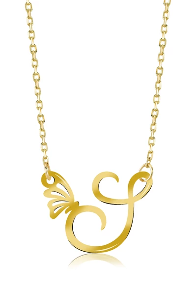 925 Ayar Gümüş S Harfi Kelebek Kolye ürün görseli