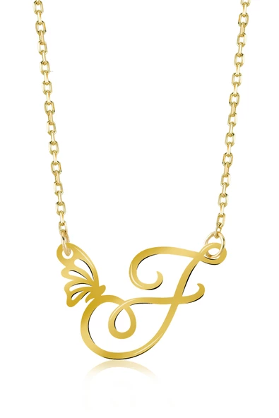 925 Ayar Gümüş F Harfi Kelebek Kolye ürün görseli