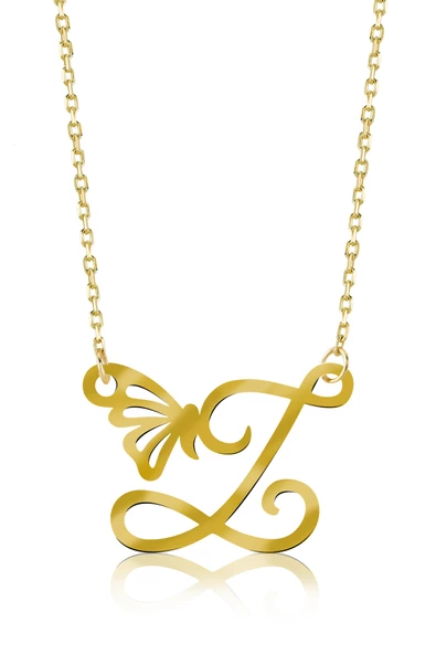 925 Ayar Gümüş Z Harfi Kelebek Kolye ürün görseli