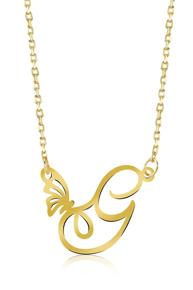 925 Ayar Gümüş G Harfi Kelebek Kolye ürün görseli