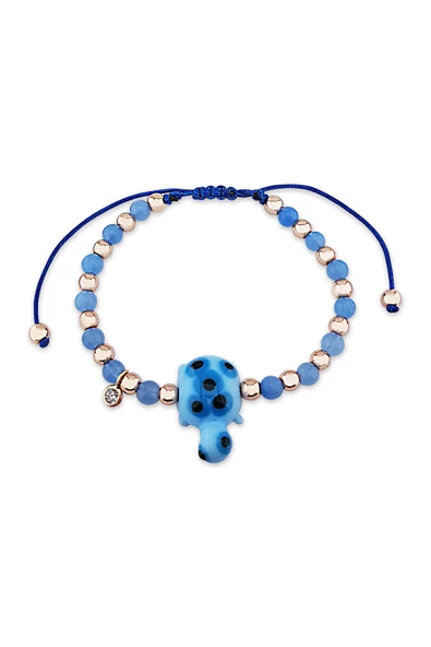 Murano Camı Mavi Kaplumbağa Bileklik - Resim 2