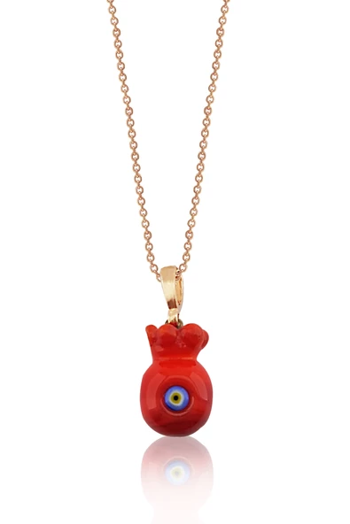 El Yapımı Murano Camı Nar Gümüş Kolye ürün görseli