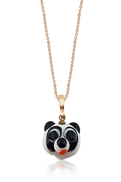 El Yapımı Murano Camı Panda Gümüş Kolye ürün görseli