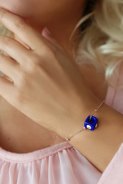 925 Ayar Gümüş Küp Nazar Bileklik ürün görseli