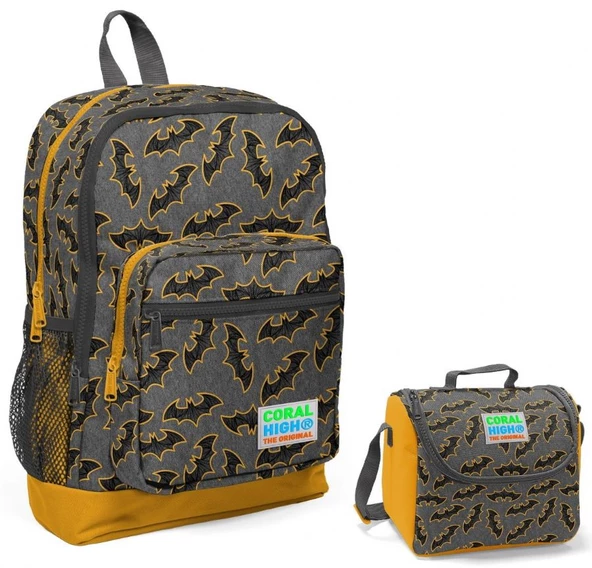 Coral High Yarasa Baskılı Erkek Çocuk İlkokul Çantası ve Beslenme Seti ürün görseli