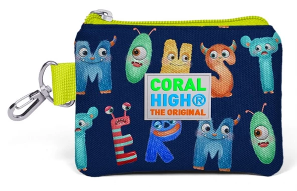 Coral High Sevimli Harfler Desenli Bozuk Para Çantası - Erkek Çocuk