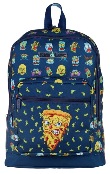 Kaukko Kids&Love Lacivert Zombie Pizza İlkokul Sırt Çantası - Erkek Çocuk