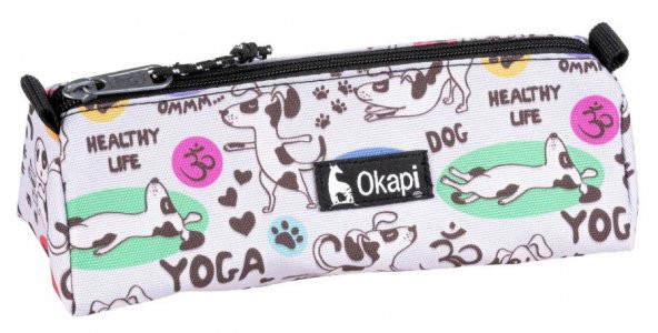 Okapi Köpek Desenli Tek Bölmeli Üçgen Kalem Çantası