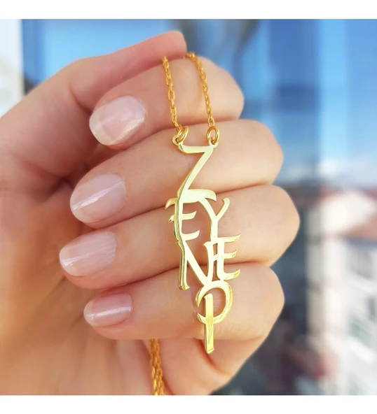 Vaoov 925 Ayar Gümüş Kişiye Özel Asimetrik Harfli İsim Kolye ürün görseli