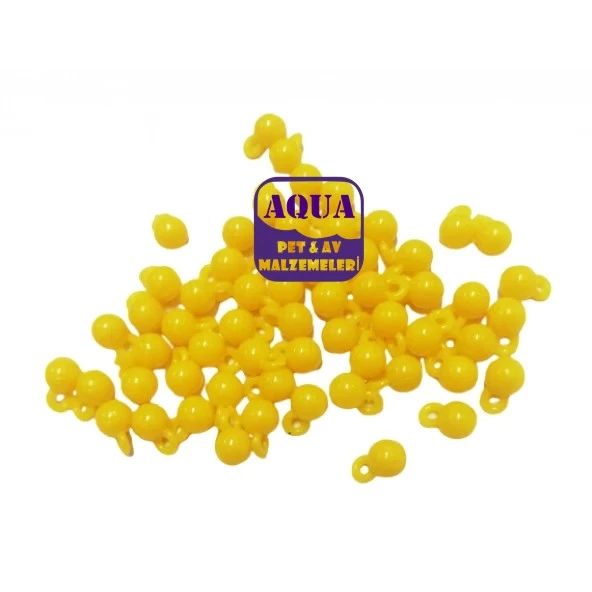 Sazan Boncuğu 4 mm Kulplu Sarı 50 adet Plastik Dip Balıkçı Boncuk