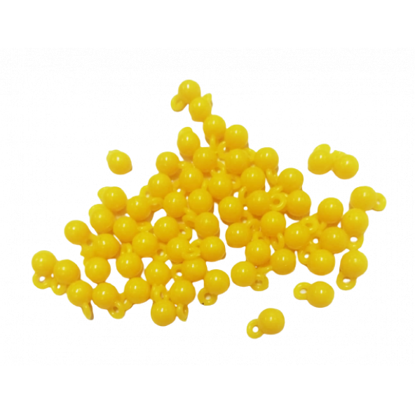 Sazan Boncuğu 4 mm Kulplu Sarı 50 adet Plastik Dip Balıkçı Boncuk