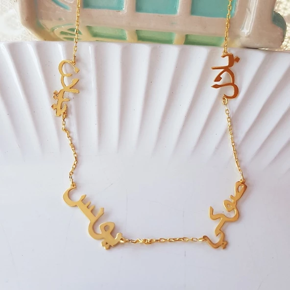 Vaoov 925 Ayar Gümüş Arapça Dört İsim Kolye - Resim 4