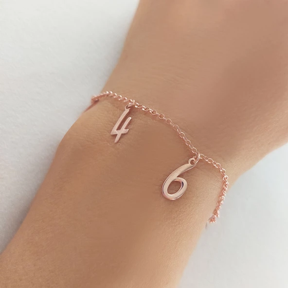 Vaoov 925 Ayar Gümüş Dört Rakamlı Zincir Bileklik - Resim 4