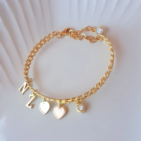 Vaoov 925 Ayar Gümüş Harfli Kalp Kelepçe Bilezik ürün görseli