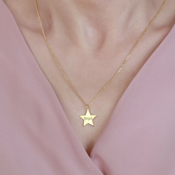 Vaoov 925 Ayar Gümüş Kişiye Özel İsimli Yıldız Kolye ürün görseli 1