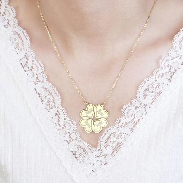 Dört Yapraklı Plaka Kolye ürün görseli