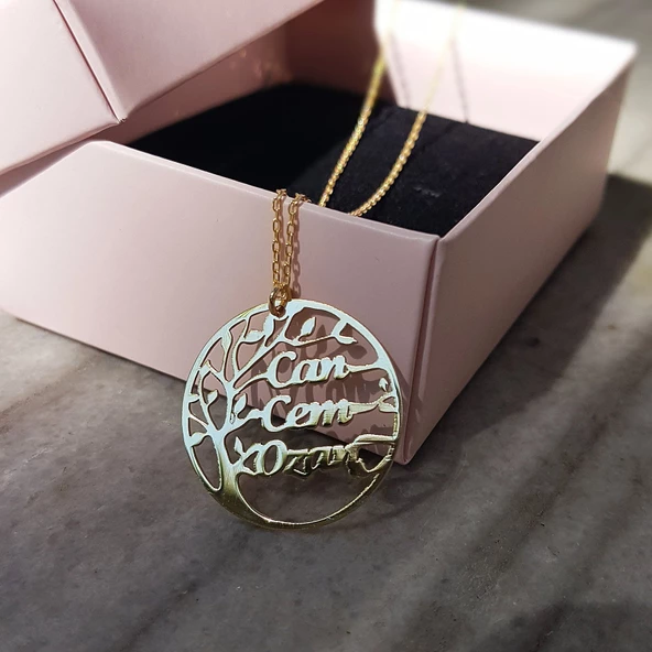 Vaoov 925 Ayar Gümüş Kişiye Özel İsimli Hayat Ağacı Kolye - Resim 3