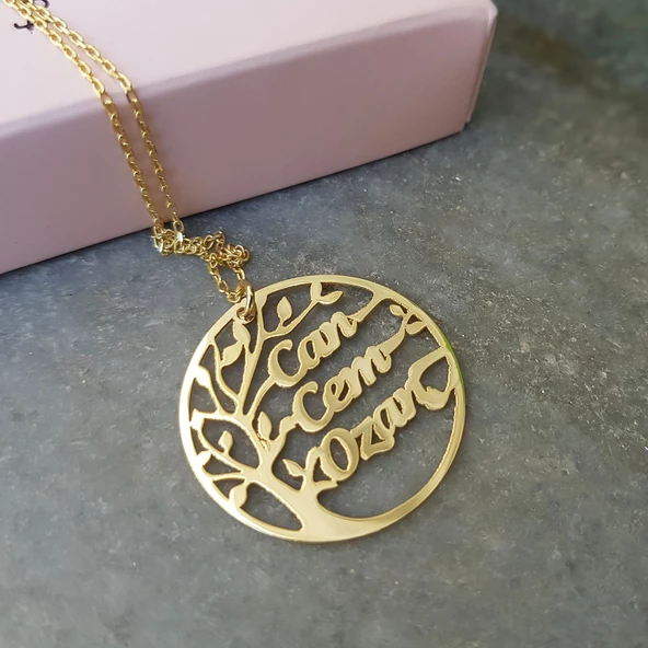 Vaoov 925 Ayar Gümüş Kişiye Özel İsimli Hayat Ağacı Kolye - Resim 6