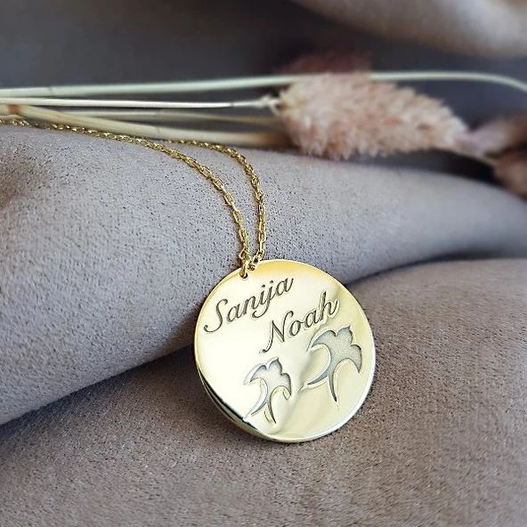 Vaoov 925 Ayar Gümüş Kişiye Özel Kırlangıç İsimli Plaka Kolye ürün görseli