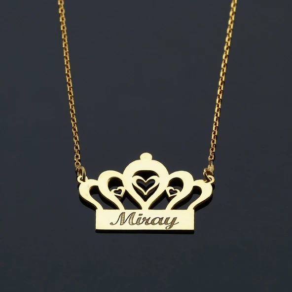 Vaoov 925 Ayar Gümüş Kişiye Özel İsimli Taç Kolye - Resim 2