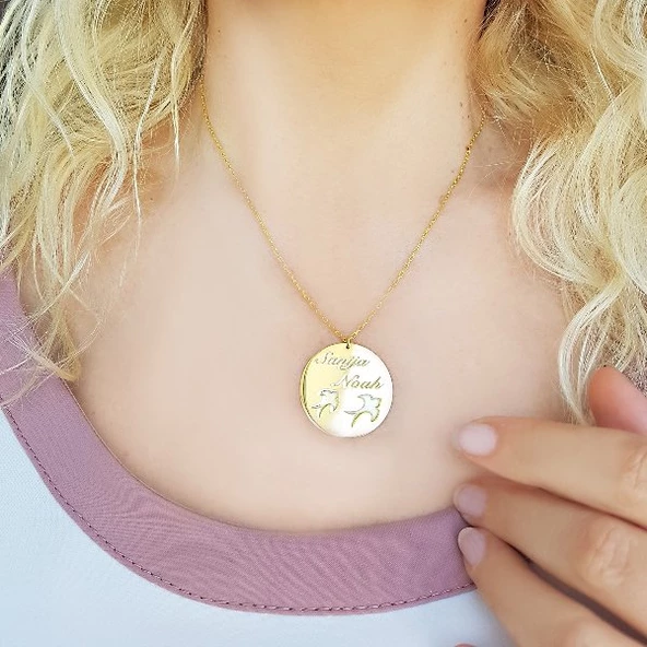 Vaoov 925 Ayar Gümüş Kişiye Özel Kırlangıç İsimli Plaka Kolye - Resim 3