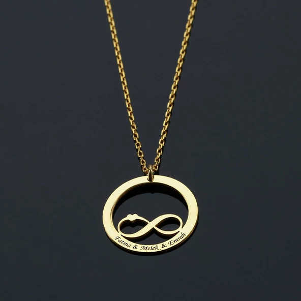 Vaoov 925 Ayar Gümüş Lazer Kesim İsimli Yuvarlak Sonsuzluk Kolye - Resim 2