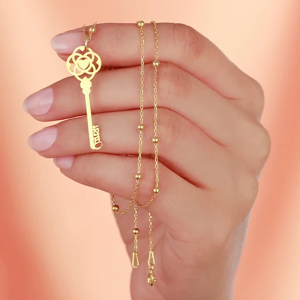 Top Zincirli İsimli Anahtar Kolye - Resim 2