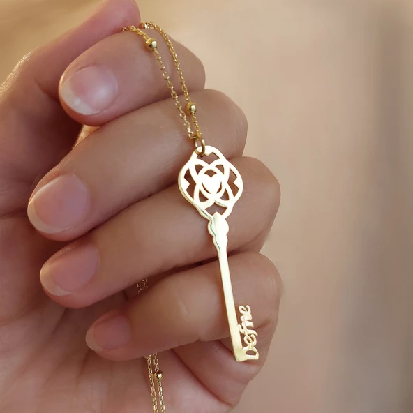 Top Zincirli İsimli Anahtar Kolye - Resim 4