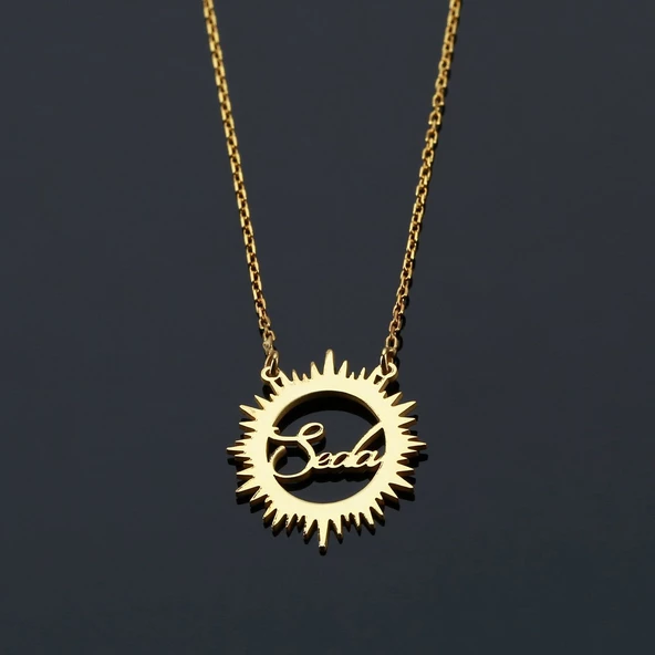 Vaoov 925 Ayar Gümüş Kişiye Özel İsimli Güneş Kolye - Resim 2