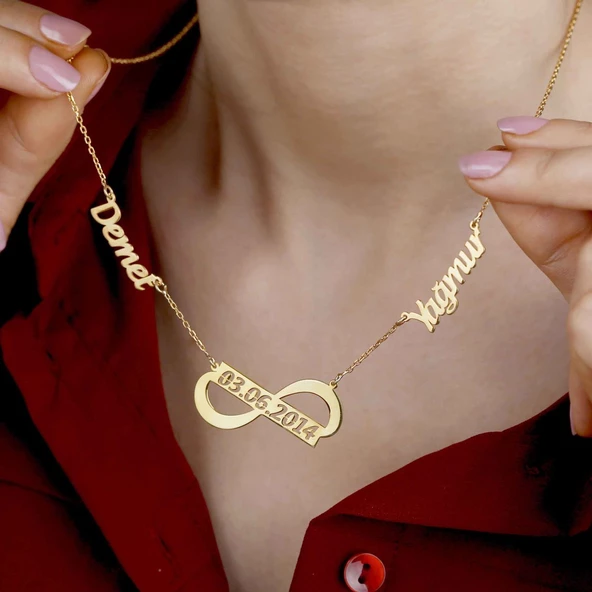 Vaoov 925 Ayar Gümüş İsimli Sonsuz Plaka Kolye ürün görseli