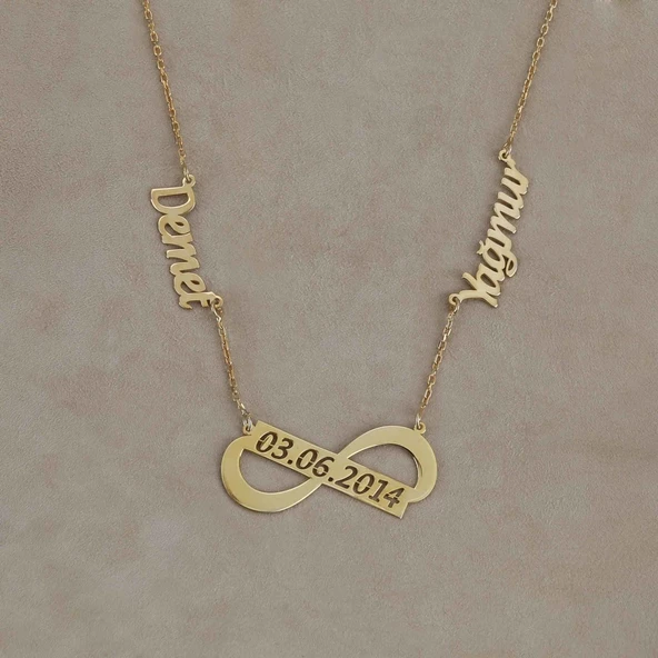 Vaoov 925 Ayar Gümüş İsimli Sonsuz Plaka Kolye - Resim 2