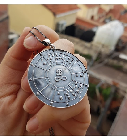 Vaoov 925 Ayar Gümüş Doğum Haritası Astroloji Kolye - 3