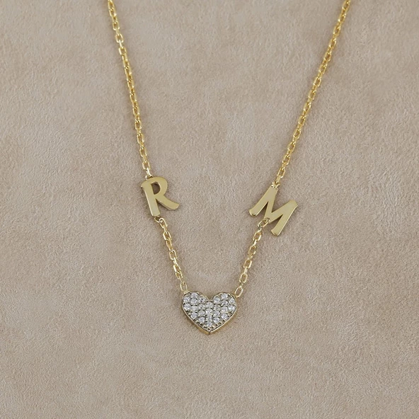 Vaoov 925 Ayar Gümüş Kalpli Harfli Kolye - Resim 2