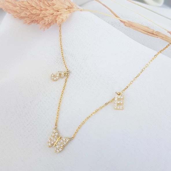 Vaoov 925 Ayar Gümüş Kelebekli Harf Kolye - Resim 3