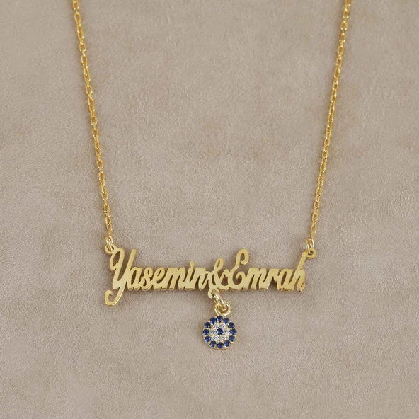 Vaoov 925 Ayar Gümüş Kişiye Özel El Yazısı İsimli Göz Nazarlı - Resim 2