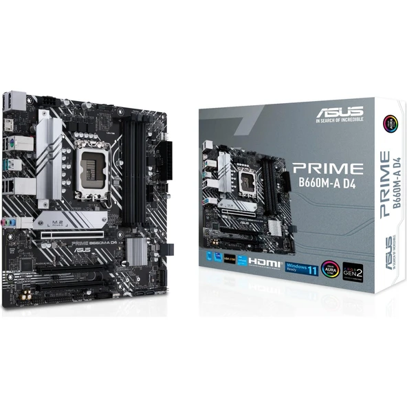ASUS PRIME B660M-A D4 INTEL B660 LGA1700 DDR4 5333 DP HDMI ÇİFT M2 USB3.2 AURA RGB MATX 128GB KADAR RAM DESTEĞİ ASUS 5X PROTECTION III ürün görseli 1