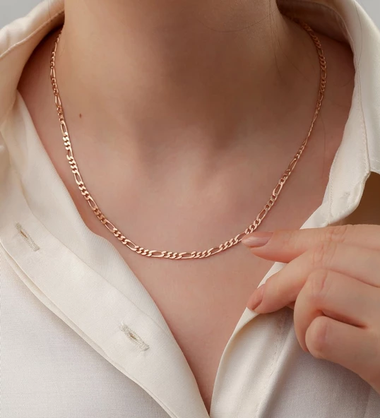 Vaoov 925 Ayar Gümüş Figaro Zincir Kolye ürün görseli