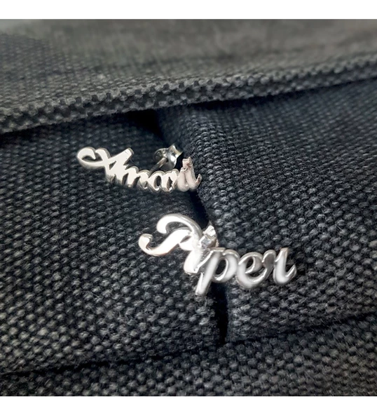 Vaoov 925 Ayar Gümüş Kişiye Özel İsim Küpe ürün görseli