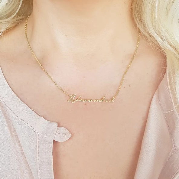 925 Ayar Gümüş El Yazısı İmza Kolye - Resim 2