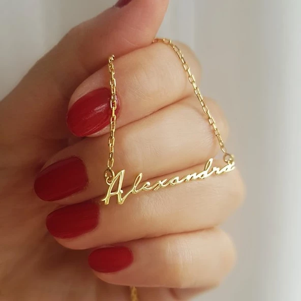 925 Ayar Gümüş El Yazısı İmza Kolye ürün görseli 1