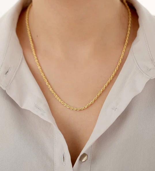 Vaoov 925 Ayar Gümüş Hasır Halat Zincir 50 cm ürün görseli