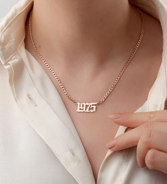 Vaoov 925 Ayar Gümüş Tarihli Kalın Zincir Kolye ürün görseli