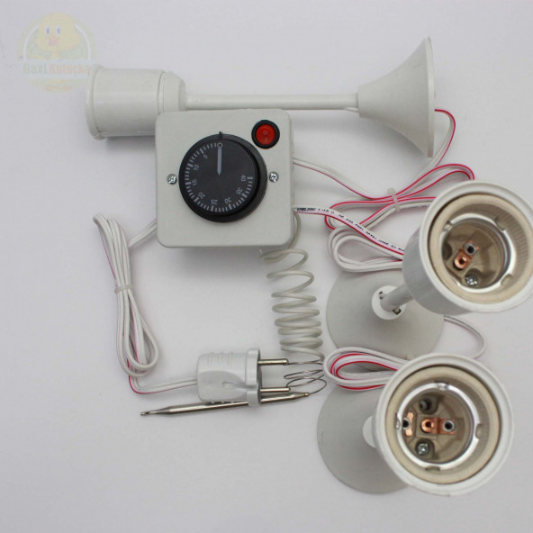 Termostat Kontrollü Düğmeli Yanan 1 Lamba Çıkışlı 2 Uzun Duyu Seti Hayvan Sürüngen Isıtma Sistemi