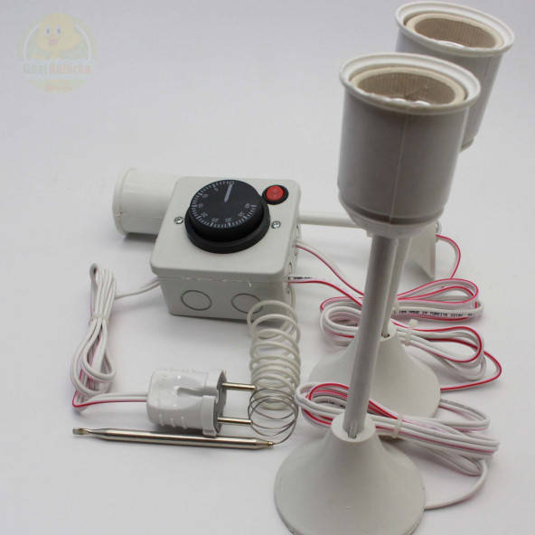 Termostat Kontrollü Düğmeli Yanan 1 Lamba Çıkışlı 2 Uzun Duyu Seti Hayvan Sürüngen Isıtma Sistemi - 2