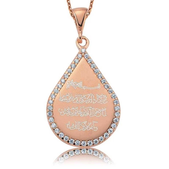 Gümüş Taşlı Nazar Duası Bayan Kolye - Resim 2