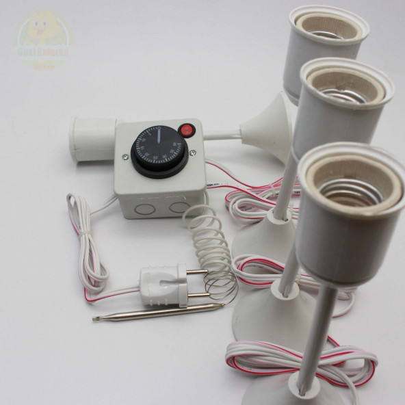 Termostat Kontrollü Düğmeli Yanan 1 Lamba Çıkışlı 3 Uzun Duyu Seti Hayvan Kuş Isıtma Sistemi