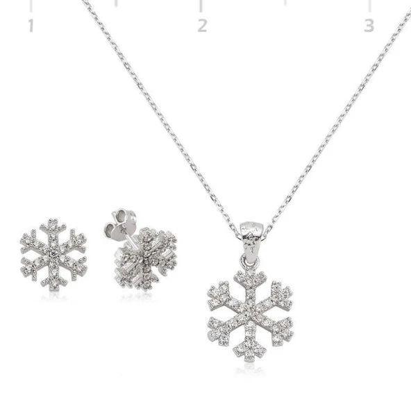 Gümüş Kar Tanesi Bayan Set - Resim 2