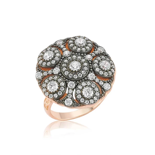 Gümüş Rose Elmas Montür Bayan Yüzük ürün görseli 1